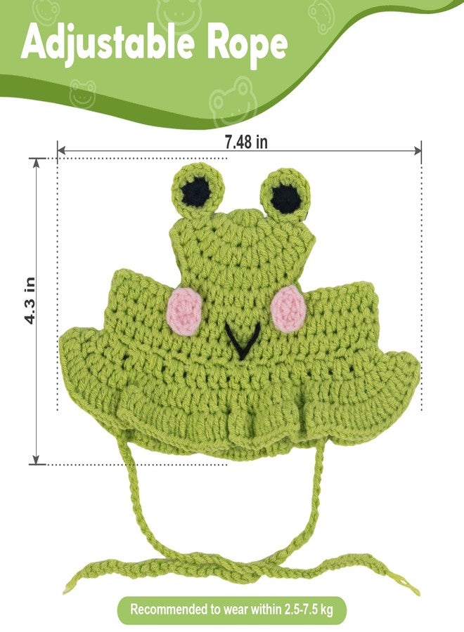 Clofiak Frog Cat Hats, Cotton Cat Clothes, Cute Themed Knit Cats Bonnet for Costumes, Halloween, Christmas, Holiday Party - Image 2